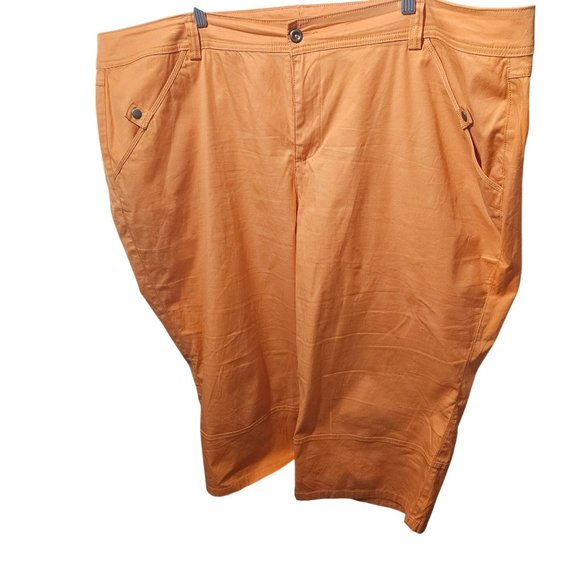 Venezia Womens Plus Size 28 Orange Cotton Blend Pants With Button Closure & Pock - Picture 1 of 7